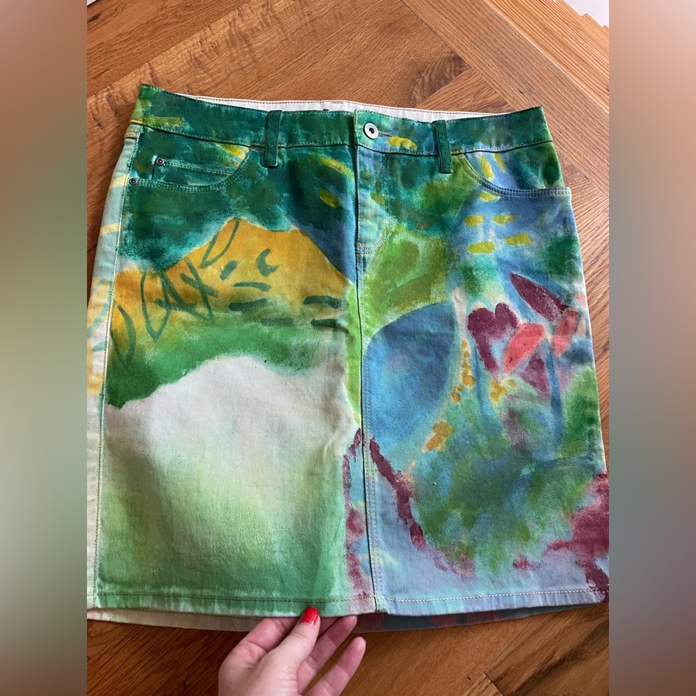 Hand Painted Denim Skirt